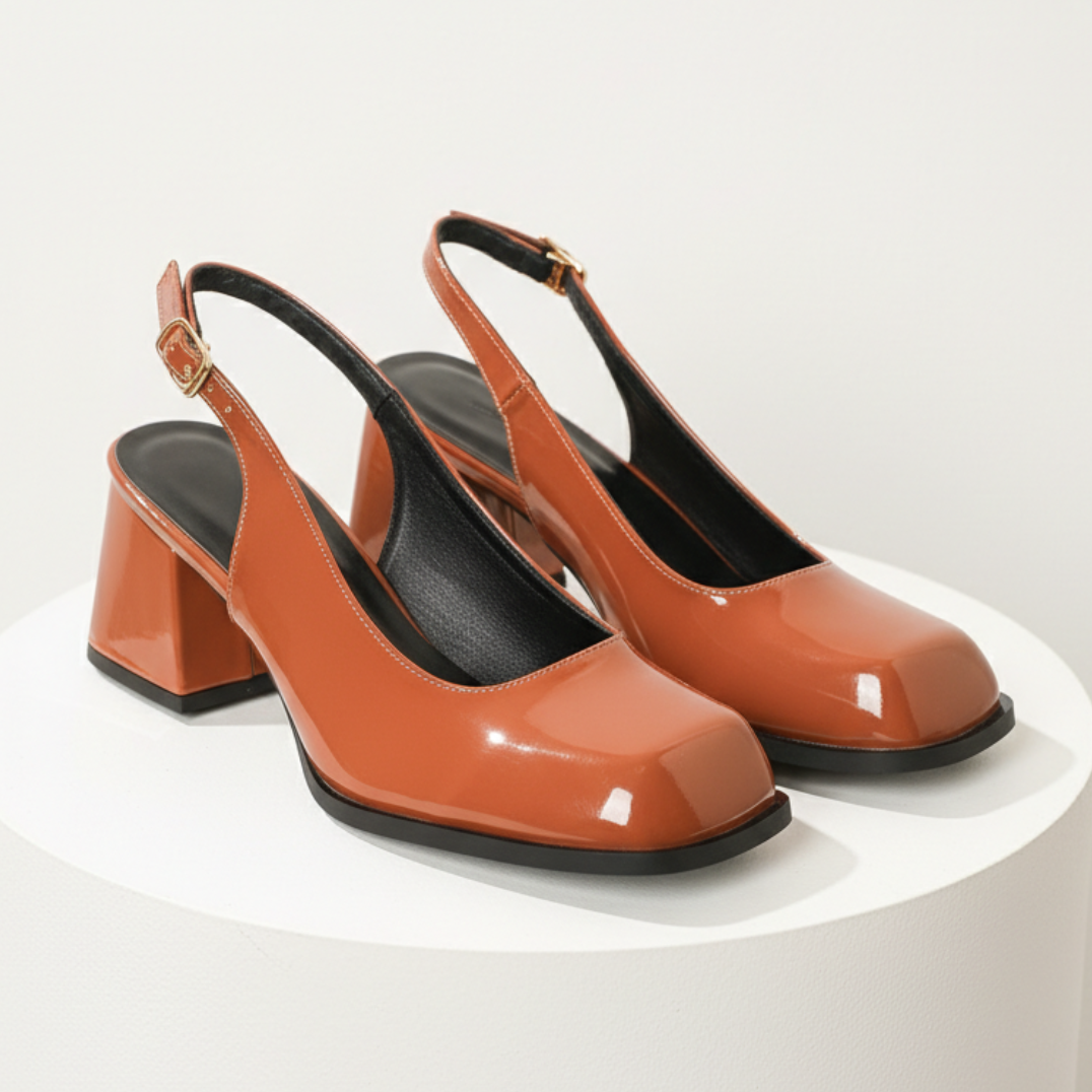 Women’s Slingback Block Heels with Square Toe
