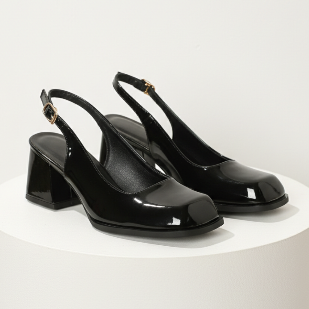 Women’s Slingback Block Heels with Square Toe
