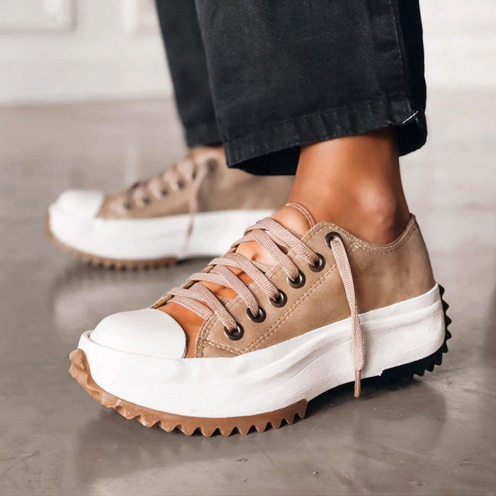 Women’s Sneakers with Lace-Up Closure and Toe Cap