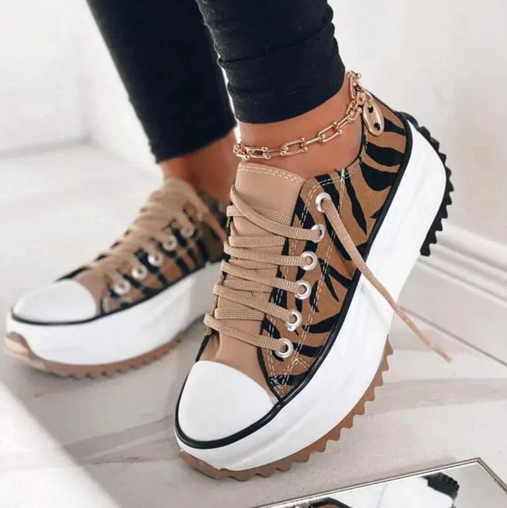 Women’s Sneakers with Lace-Up Closure and Toe Cap