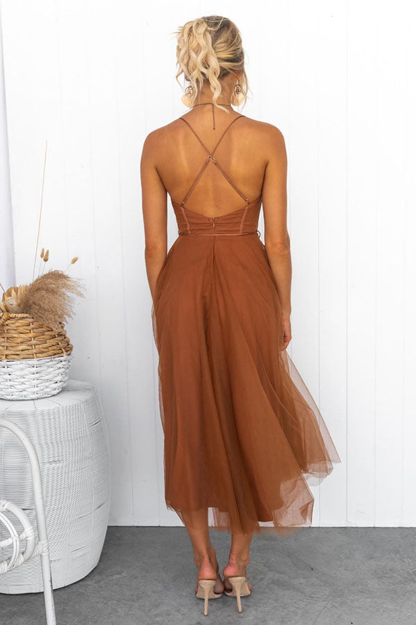 Women’s Summer Corset Midi Dress with Tulle Skirt