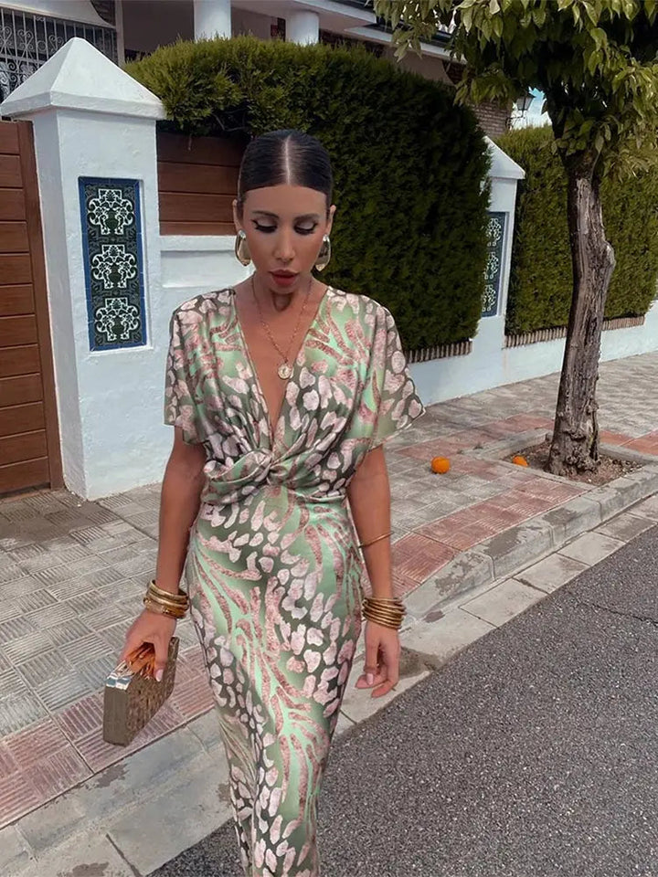Women’s Summer Midi Dress with Twisted Front
