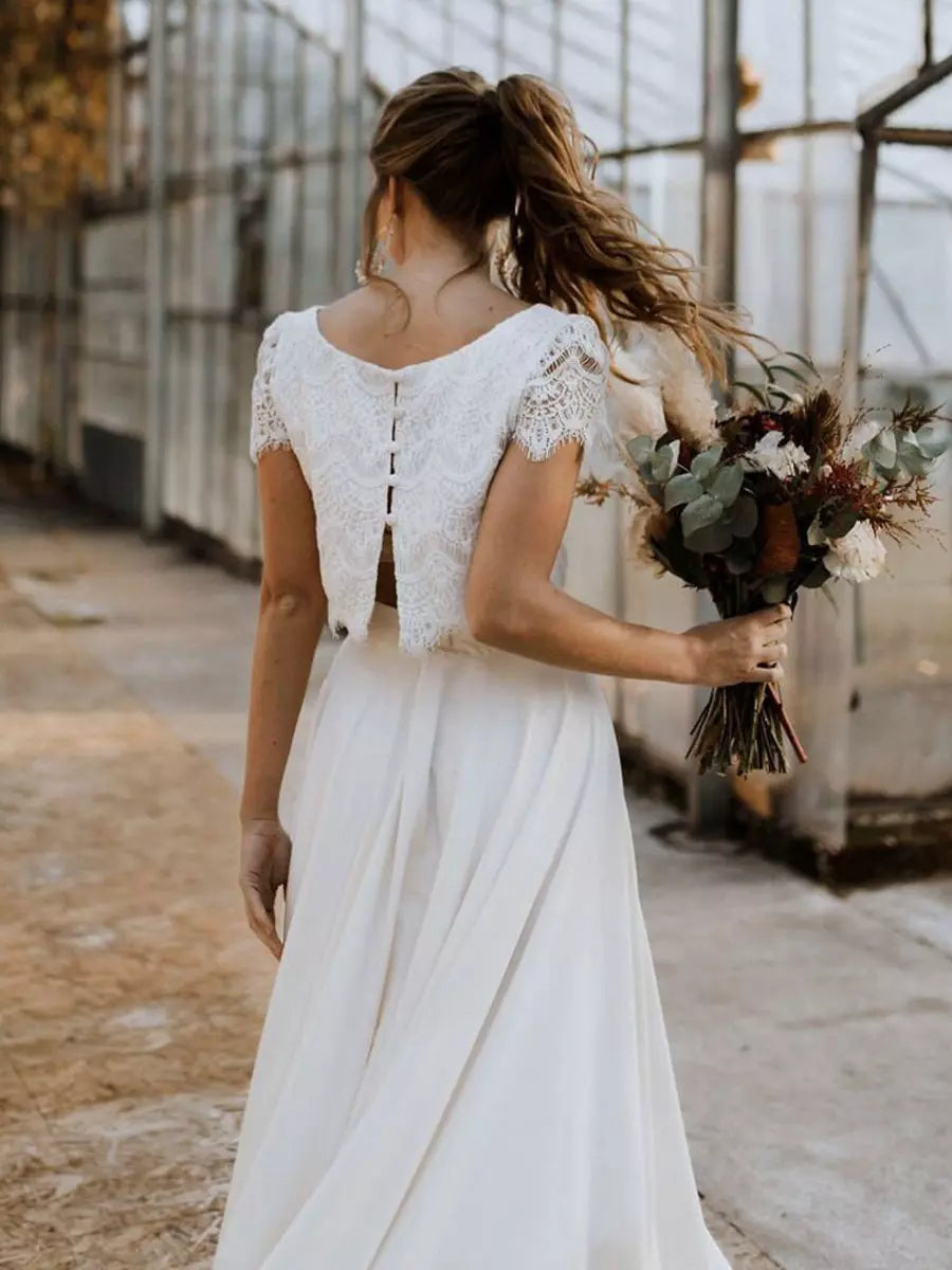 Women’s Two-Piece Set with Short Sleeve Top and Asymmetrical Hem Skirt
