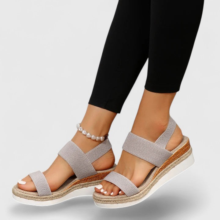 Women’s Wedge Sandals with Elastic Back Strap and Platform Sole