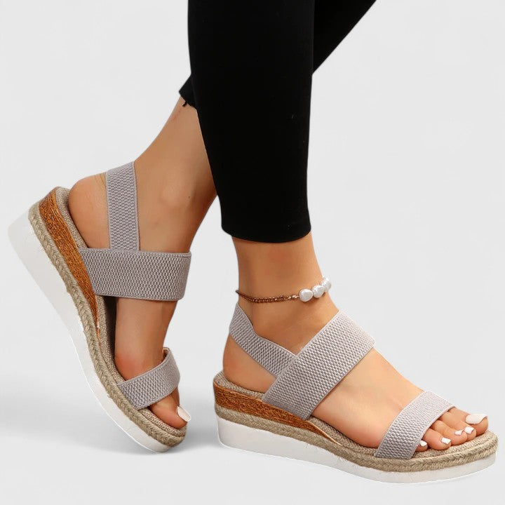 Women’s Wedge Sandals with Elastic Back Strap and Platform Sole