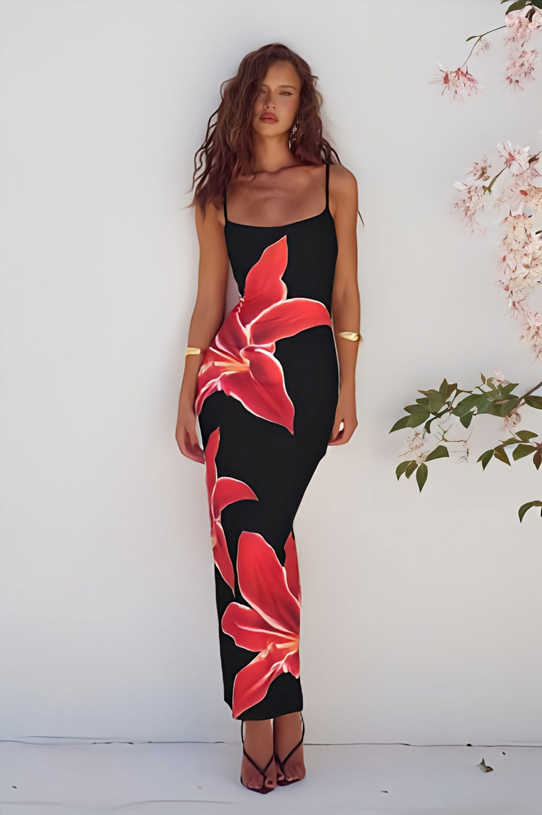 Women’s Maxi Dress with Standard Neckline and Spaghetti Straps